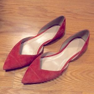 Jcrew Sadie D’orsay Red Suede Ballet Flats